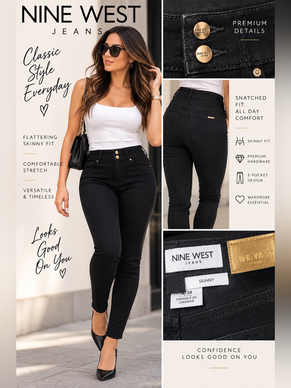 Nine West Black High-Rise Skinny Jeans size 6